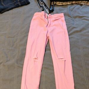 Kids Pink Distressed Jeans